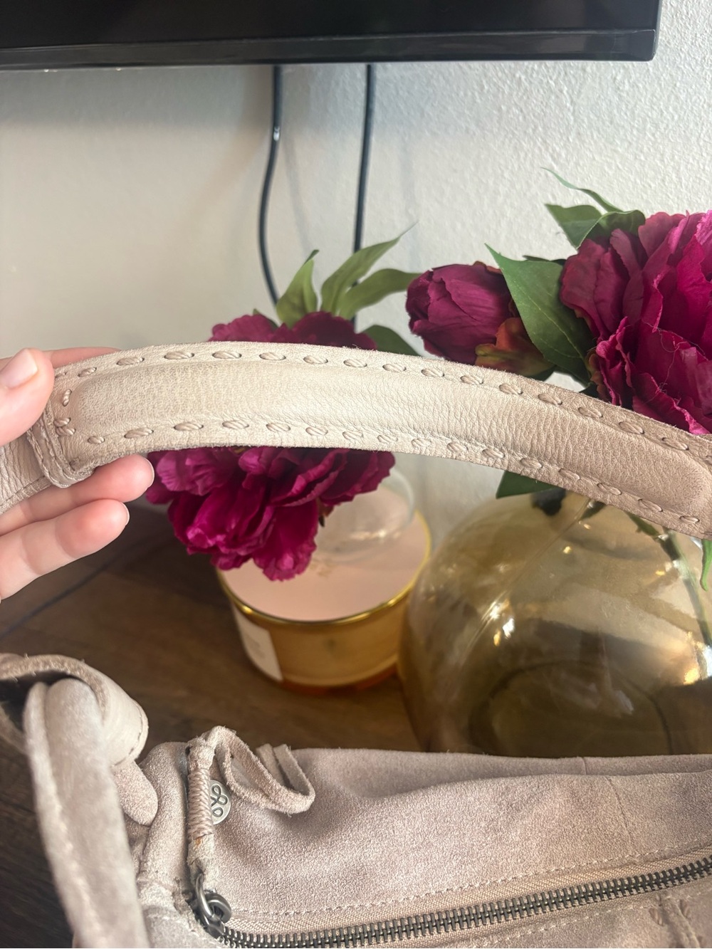 The Sak Los Feliz Suede Soft Brown Tan Leather Hobo Shoulder Bag - Picture 6 of 13